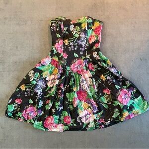 Vintage Black floral dress with pink accents